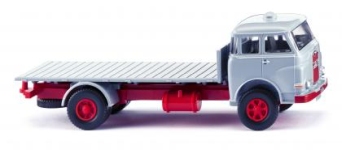 Wiking 041605 - H0 - MAN Pausbacke mit Flachpritsche - silbergrau